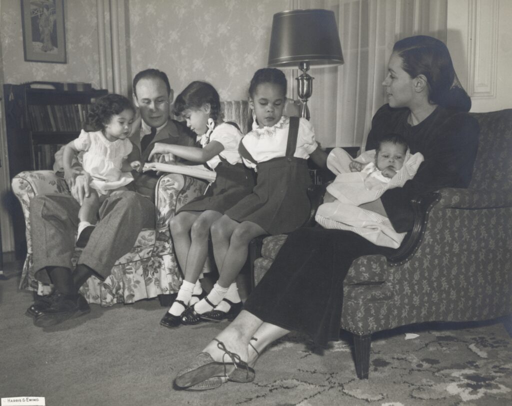 Charles and Lenore Drew, with their children, ca. 1947.