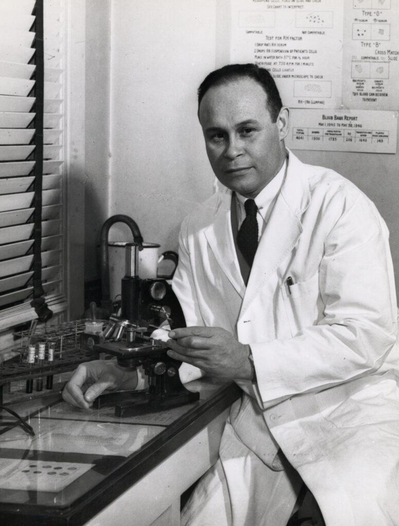 Charles Drew in the lab at Howard University, 1942.