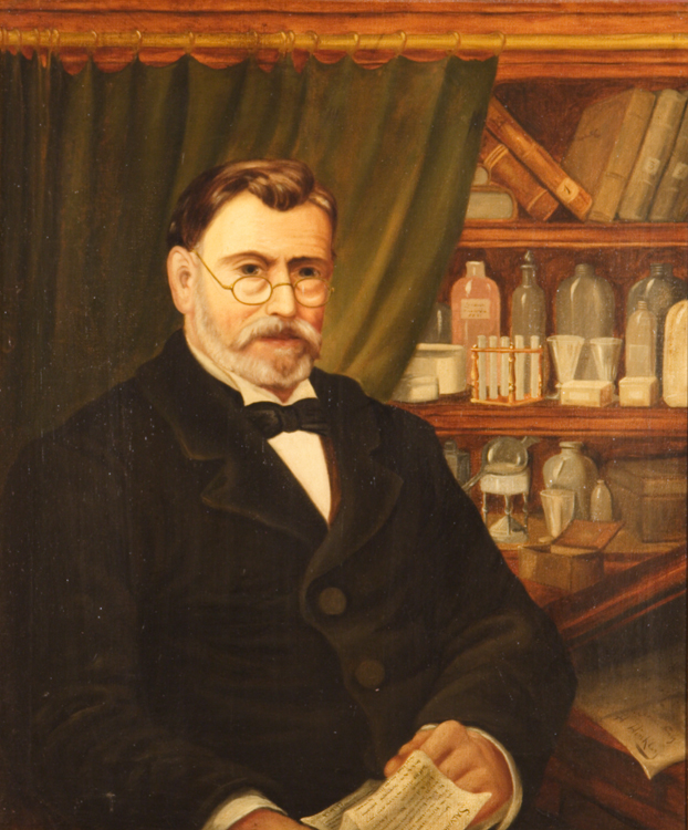 Portrait of Paul Ehrlich, by H. Hinkley. 20th century. Ehrlich is holding a document, possibly labeled "Salvarsan," which was known as the magic bullet against syphilis.