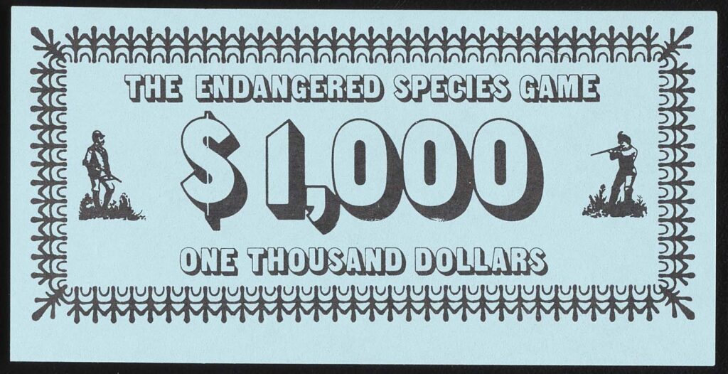 $1,000 bill from Endangered Species board game.