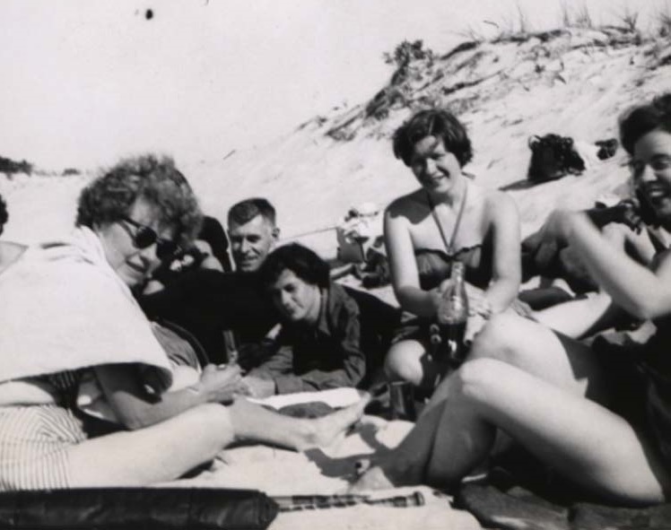 Mary Fieser and graduate students at Crane’s Beach, Ipswich, Massachusetts, July 1950.