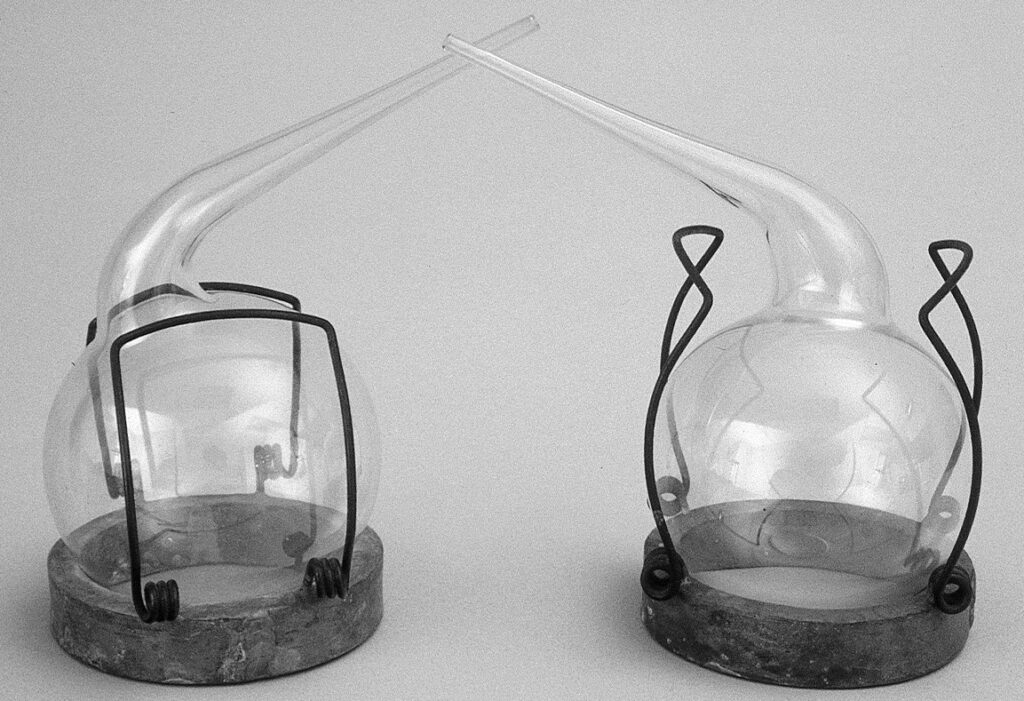 Glassware of the same type Louis Pasteur would have used to culture microorganisms.